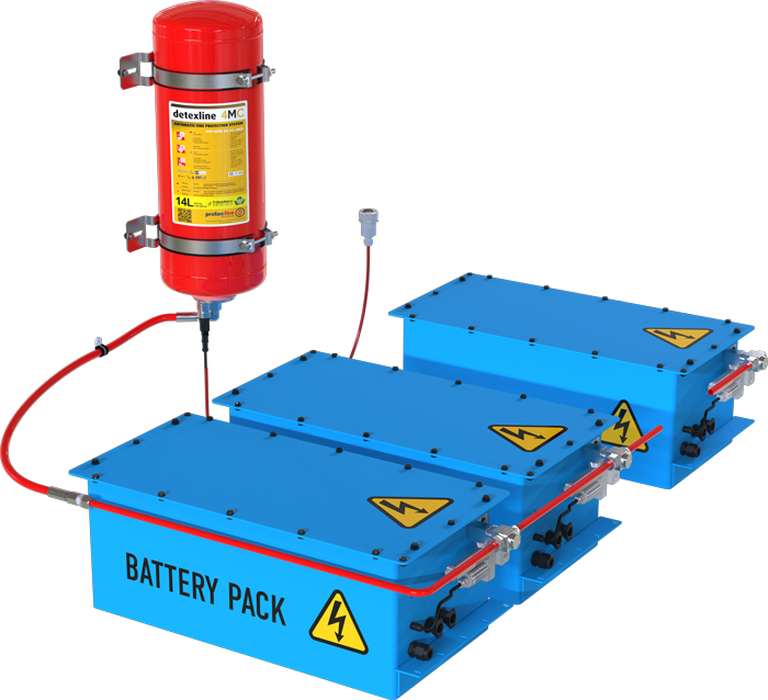 Sistema de protección de incendios para vehiculos de mineria electricos